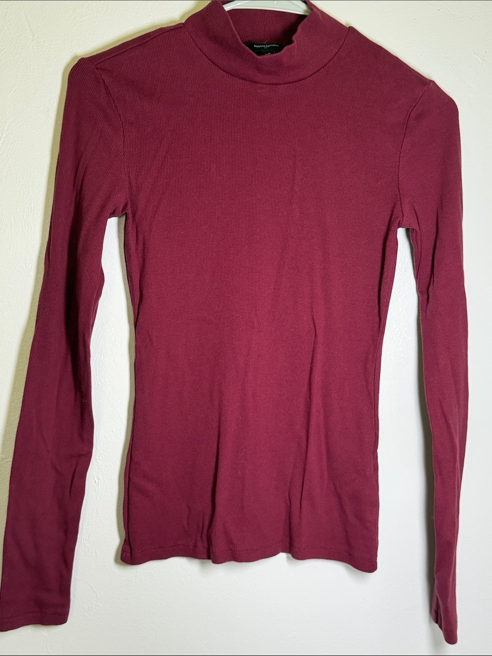 Banana Republic Long-Sleeve Mock Neck Top in Wine